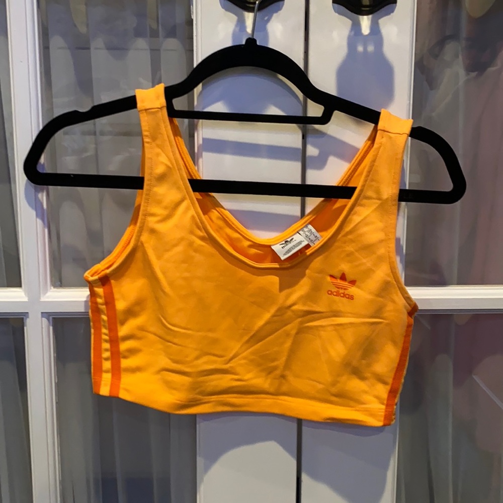 adidas neon orange crop top